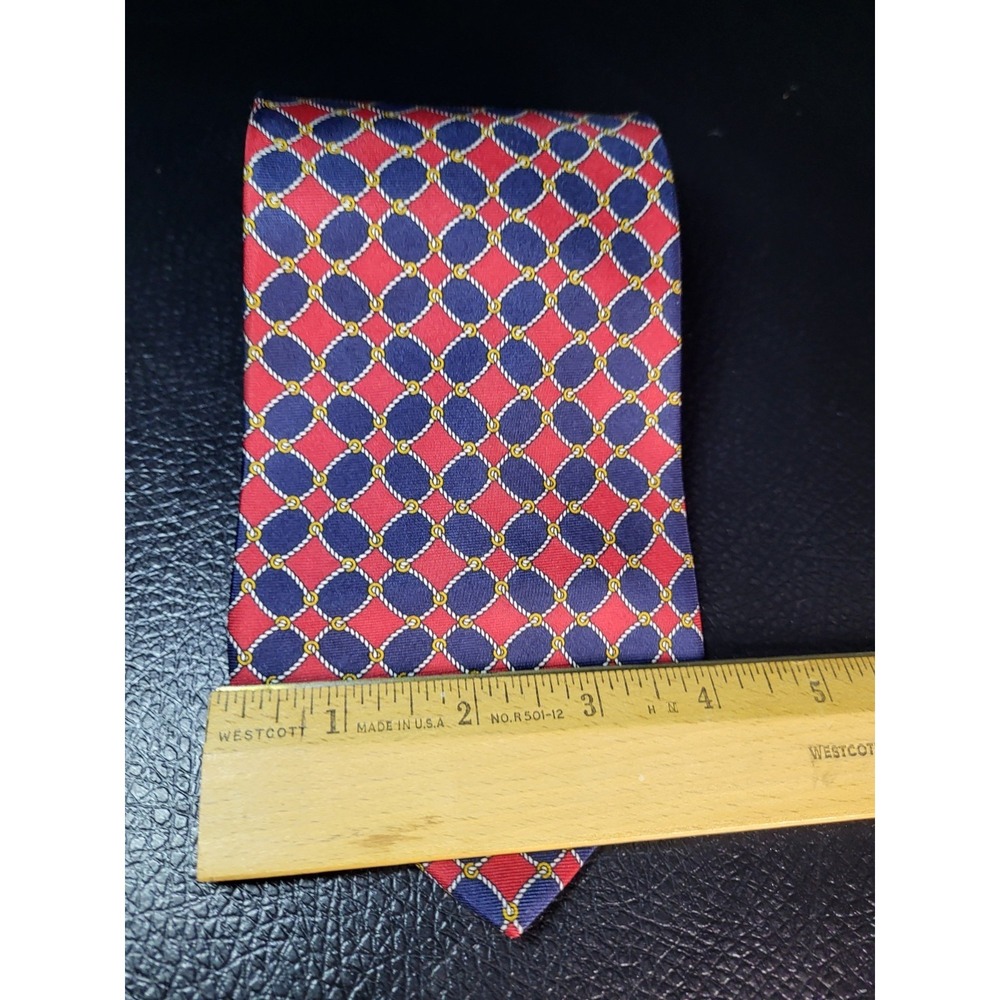 Vintage GUCCI MADE IN ITALY Crimson And BLUE 100% SILK TIE ROPE DESIGN 4 INCH - Picture 6 of 9